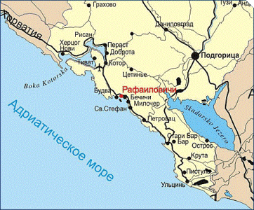Рафаиловичи на карте Черногории