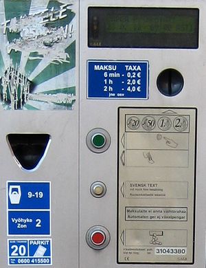Автомат по оплате парковки в Финляндии